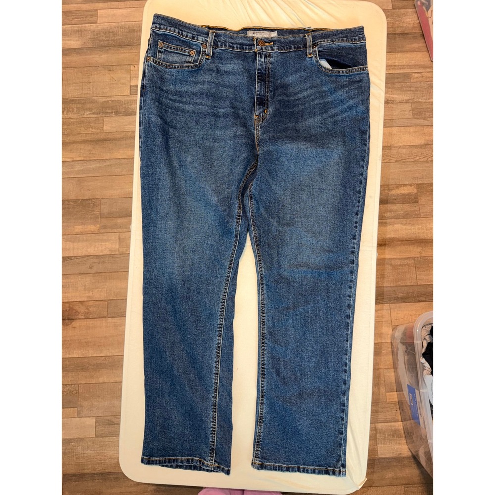 Members Mark Mens Straight Fit Jeans 42x32 Medium Wash Blue Denim 106201